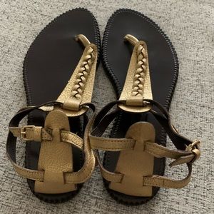 Sigerson Morrison Gold Ankle Strap Sandals